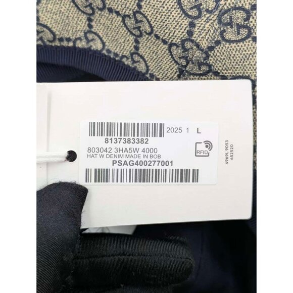Gucci Lasered Denim Bucket Hat Dark Blue L 803042 - Picture 11 of 12